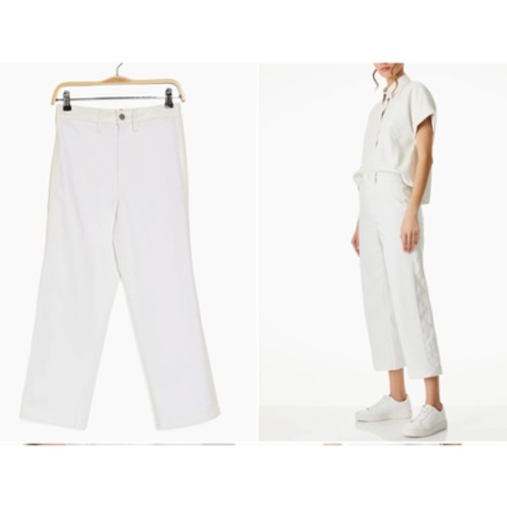 Alice‎ + Olivia Ali High Waist Stovepipe Jeans Cropped Side Leather panels 29